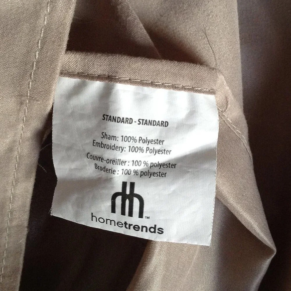 Home Trends 2 Standard Pillow Shams Bedding Bedroom Tan Brown Embroidered - Picture 4 of 4